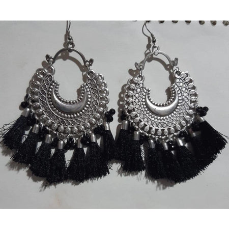 MS Fashion India Muskan Fancy Glass Pearl stone Black Thread Earrings