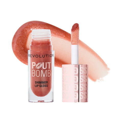 Makeup Revolution Pout Bomb Shimmer Lip Gloss - Nude Glow