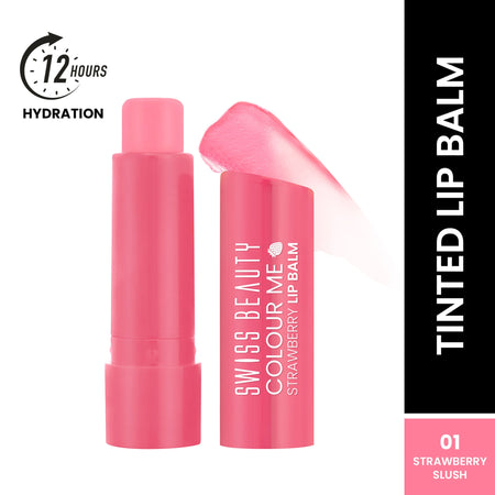 Swiss Beauty Colour Me Tinted Lip Balm For Dry With SPF 15 , Shea Butter and Vitamin E - Strawberry Slush
