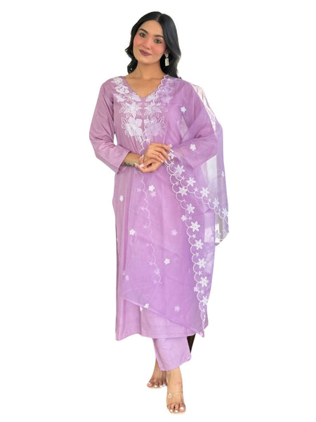 The52 Women Beautiful Thread work Rayon Fabric with Straight Kurta, Pant and Dupatta Set