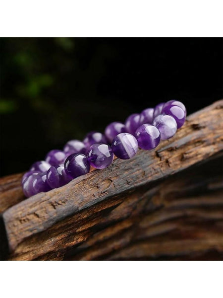 NVR Natural Round Amethyst Semi Precious Gemstone Bracelet