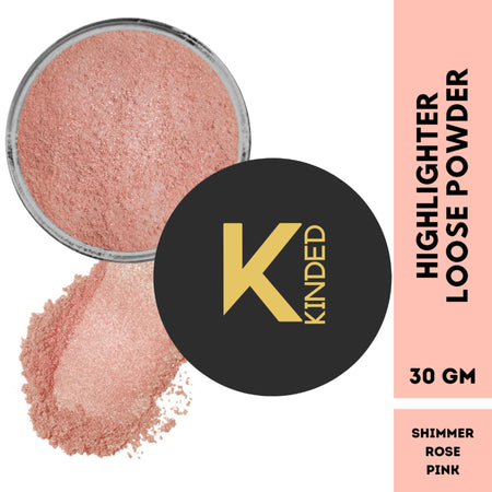 KINDED Highlighter Loose Powder - Shimmer Rose Pink