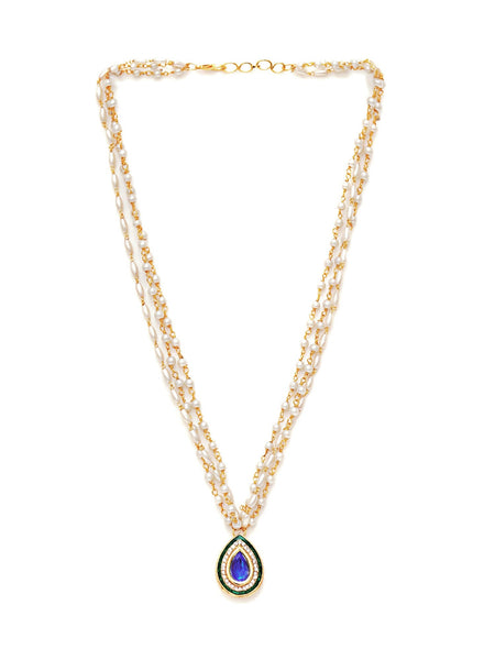 Kundan Necklace (Gold) - Ruby Raang
