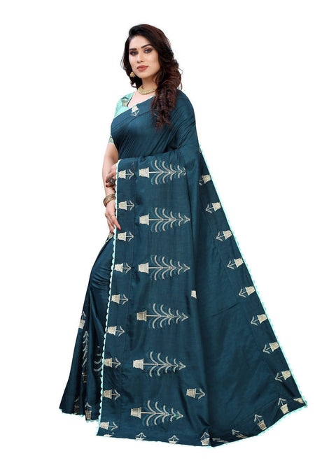 Vamika Rama Green Dola Silk Embroidery Saree (HELENA RAMA)