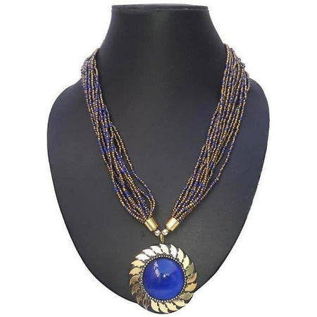 MS Fashion India Latest Traditional Blue Color Beads Necklace For Women