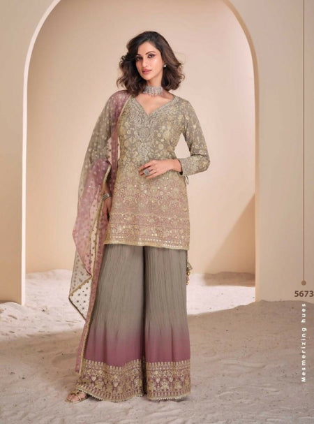 Anaita Brown Georgette Readymade Suit with Codding Dori & Sequence Work