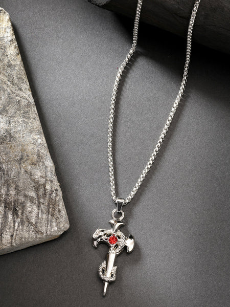 NVR Men's Silver-Plated Stainless Steel Pendant with Chain