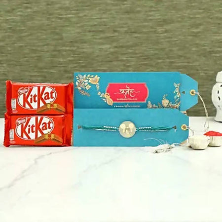 Cute Mickey Metal Rakhi & Nestle KitKat Chocolates
