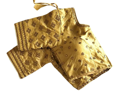 Vamika Golden Banglori Silk Embroidery Blouse