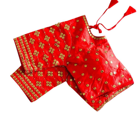 Vamika Red Banglori Silk Embroidery Blouse