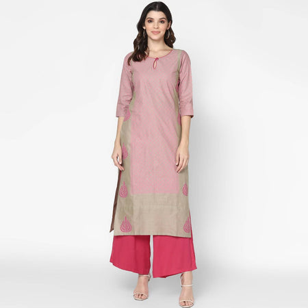 Cheera Hand Block Print Pink Colour Straight Kurta With Palazzo (MAAI-077K)