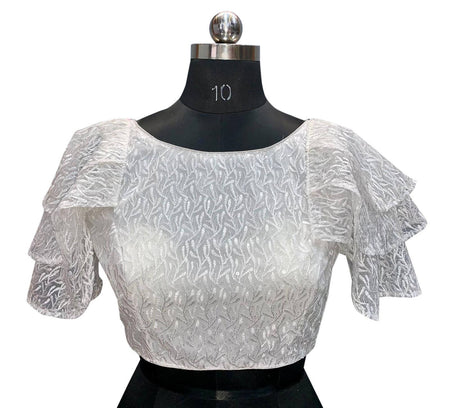 Vamika Beautiful Cream Net Shifly Work Blouse