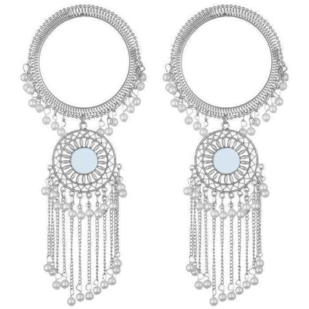MS Fashion India Stylish And Trendy White Pearls Hanging Chains Bangles