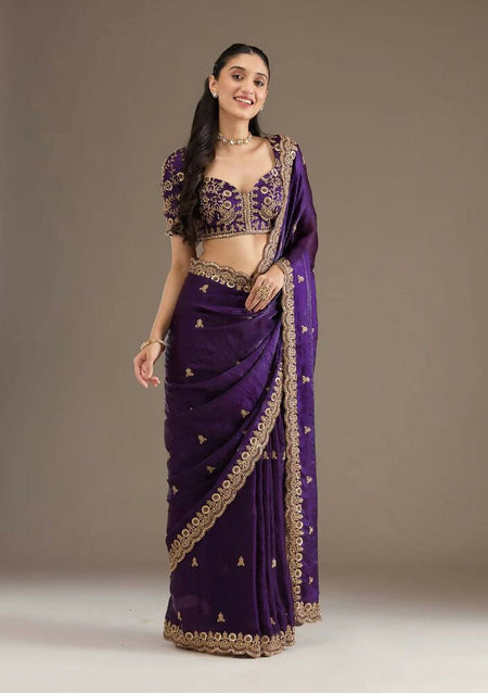 Joban Fashion Blue Frendy Satin Silk Party Wear Sarees