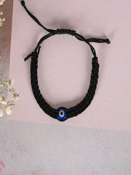 NVR Women & Men Black Evil Eye Rakhi With Roli Chawal