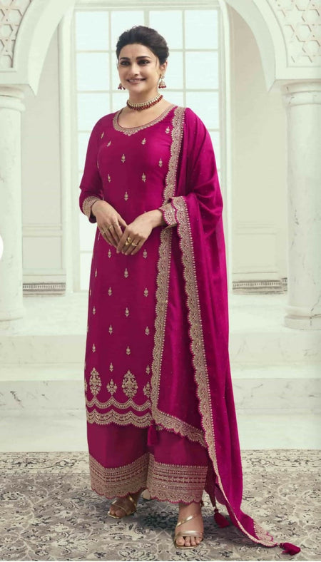 Anaita Rani Pink Silk Georgette Stitched Suit with Embroidery Sequins
