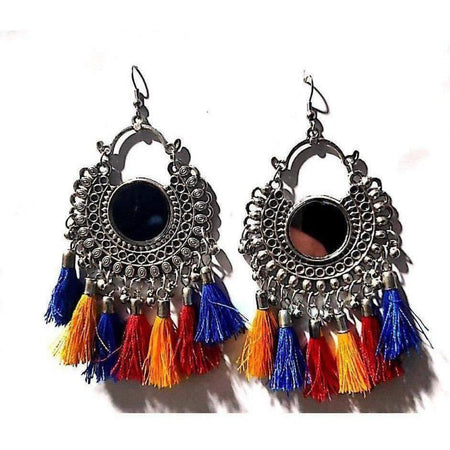 MS Fashion India Afghani Oxidised Fashion Earrings In Chandbali Shape Party Wear