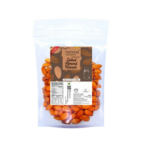 Tassyam Organics Premium Roasted Salted Almonds Namkeen Badaam Giri - Pouch