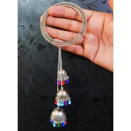 MS Fashion India Hanging Jhumkas With Silver Color Bangle