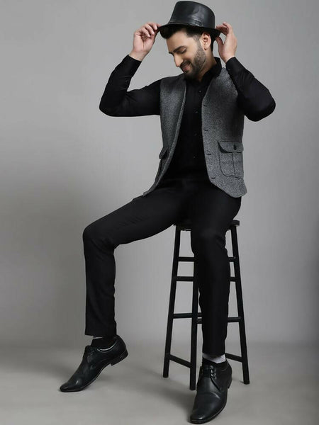 Even Apparels Solid Waistcoat - Grey