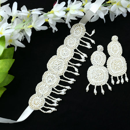 Mominos Fashion Johar Kamal Handicraft Pearls Necklace with Earrings For Women