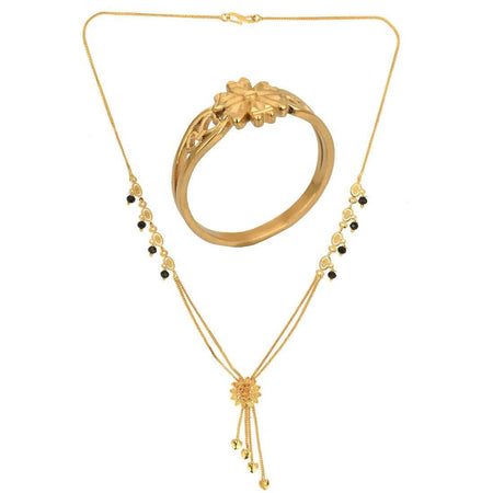 AanyaCentric Gold-Polished Mangalsutra & Ring Set