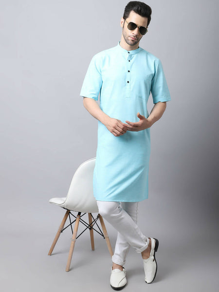 Even Apparels Black Pure Cotton Men's Kurta With Band Collar