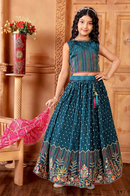 Kids Functional Designer Morepich Chinon Fab Lehenga choli - Aaradhna