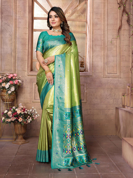 Aastha Fashion Pista Banarasi Tissue Silk Weaving Saree