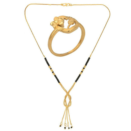AanyaCentric Gold-Polished Mangalsutra & Ring Set
