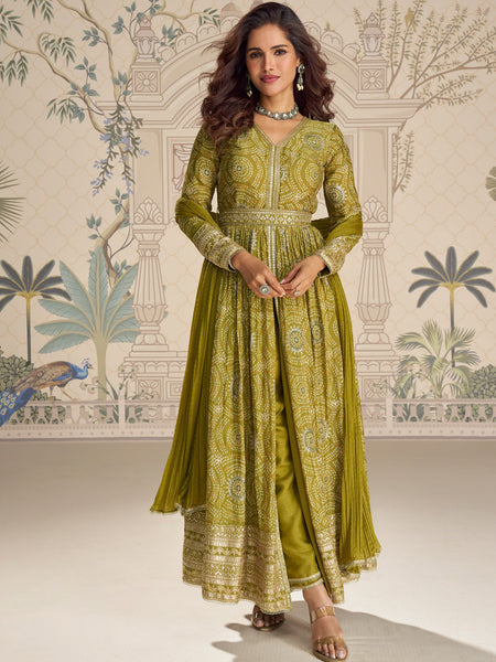 Evanik Designer Chinon Silk Embroidered Work Wedding Anarkali Suit