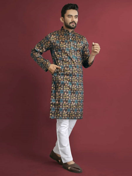 Anaita Multicolour Printed Pure Silk Straight Kurta