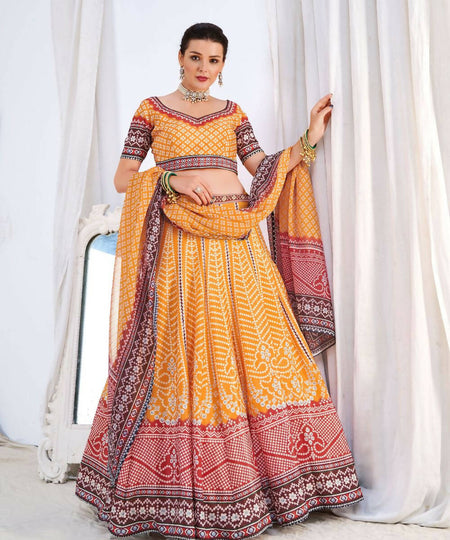Wedding Designer Yellow Chinon Lehengha Choli - Anbazaar