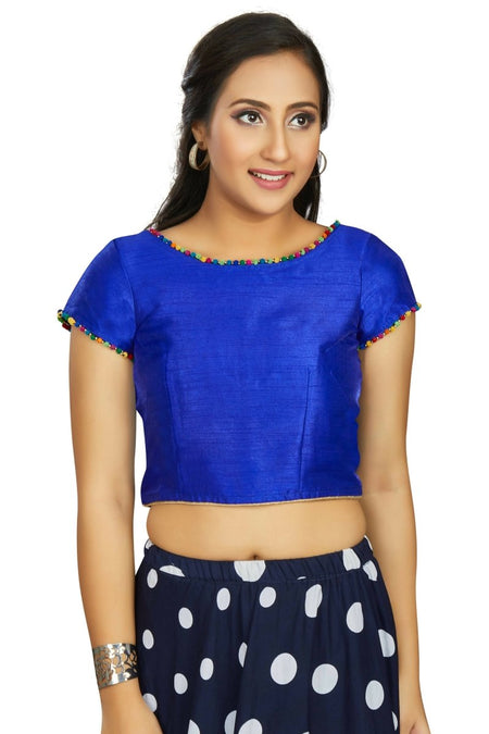Aastha Fashion Women's Blue Art Silk Designer Party Wear Readymade Blouse
