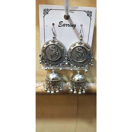 MS Fashion India Lord Ganesh Design on Earrings With Hanging Jhumkas And Pearls