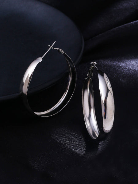 NVR Women Silver Plated Hoop Earrings