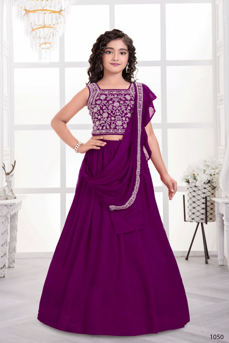 Designer Traditional Purple Multi Color Embroidery With Beads Work Visitra Silk Lehenga Choli - Anbazaar