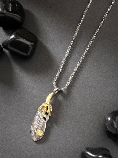 NVR Men's Silver-Plated Stainless Steel Pendant with Chain