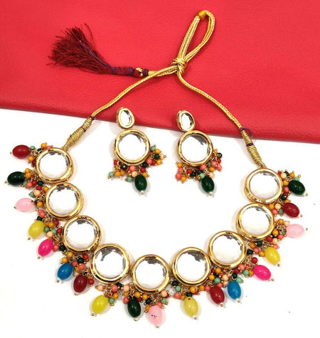 Joban Fashion Hand Made High Quality Gold Plated Base Metal Alloy Kundan Stone Studded Kundan Jewellery Set