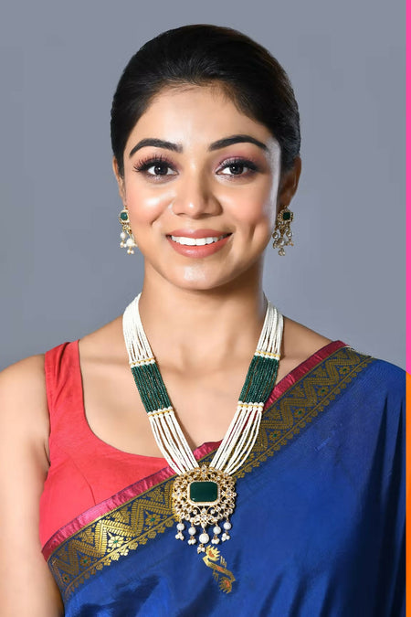 Joban Fashion Women Golden White Green Pendant Set With Earrings