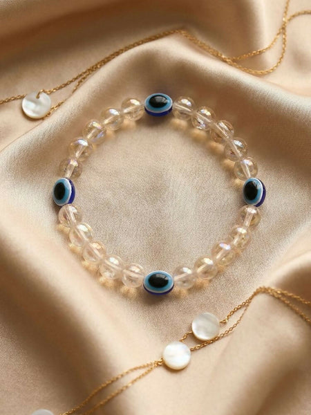 NVR White Crystal Evil Eye Bracelet for Men & Women