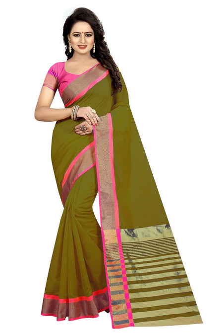 Vamika Weaving Green Cotton Silk Saree (MASTANI WEAVING GREEN)