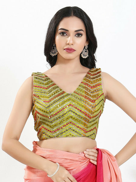 Joban Fashion Liril Silk Padded Blouse With V Neck Sleeveless