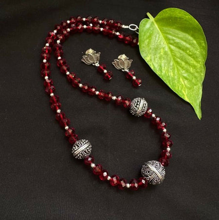 Joban Fashion Women Red Lord Radha Krishna Tanjore Painting Pendant Beading Necklace