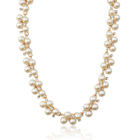 Gold-Toned Alloy Falling Pearl Necklace - The Pari