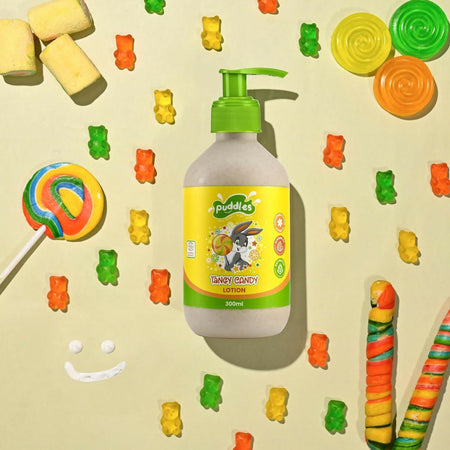 Puddles Organic Tangy Candy Lotion For Kids with Almond Oil, Kokum Butter & Natural Fruit Extracts for Happy Skin & Soften Dry Skin