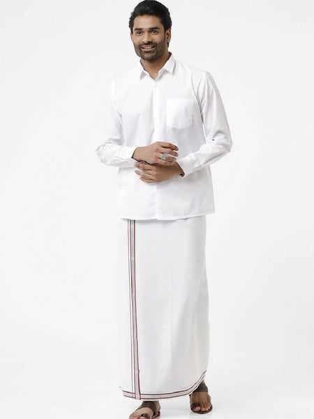 Ramraj Cotton Mens Full Sleeve White Shirt Plus Size - Samrat Cotton