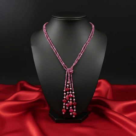 Joban Fashion Women Pink Adjustable 2-Line Long Beaded Statement Necklace