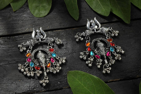 Mominos Fashion Johar Kamal Traditional Multi Kundan Ganesha Earrings