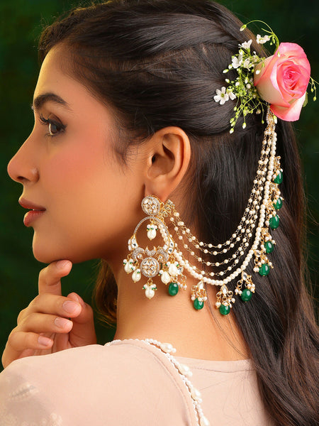 Ruby Raang Green Emerald Gold Plated Kaan Chain